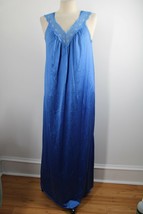 Vtg Vanity Fair S Blue Nylon Lace Sleeveless Maxi Slip Night Gown Linger... - $36.10