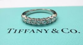 Tiffany & Co. Platinum Embrace .57CT Diamond 3MM Shared Setting Wedding Band 8 - £3,011.72 GBP