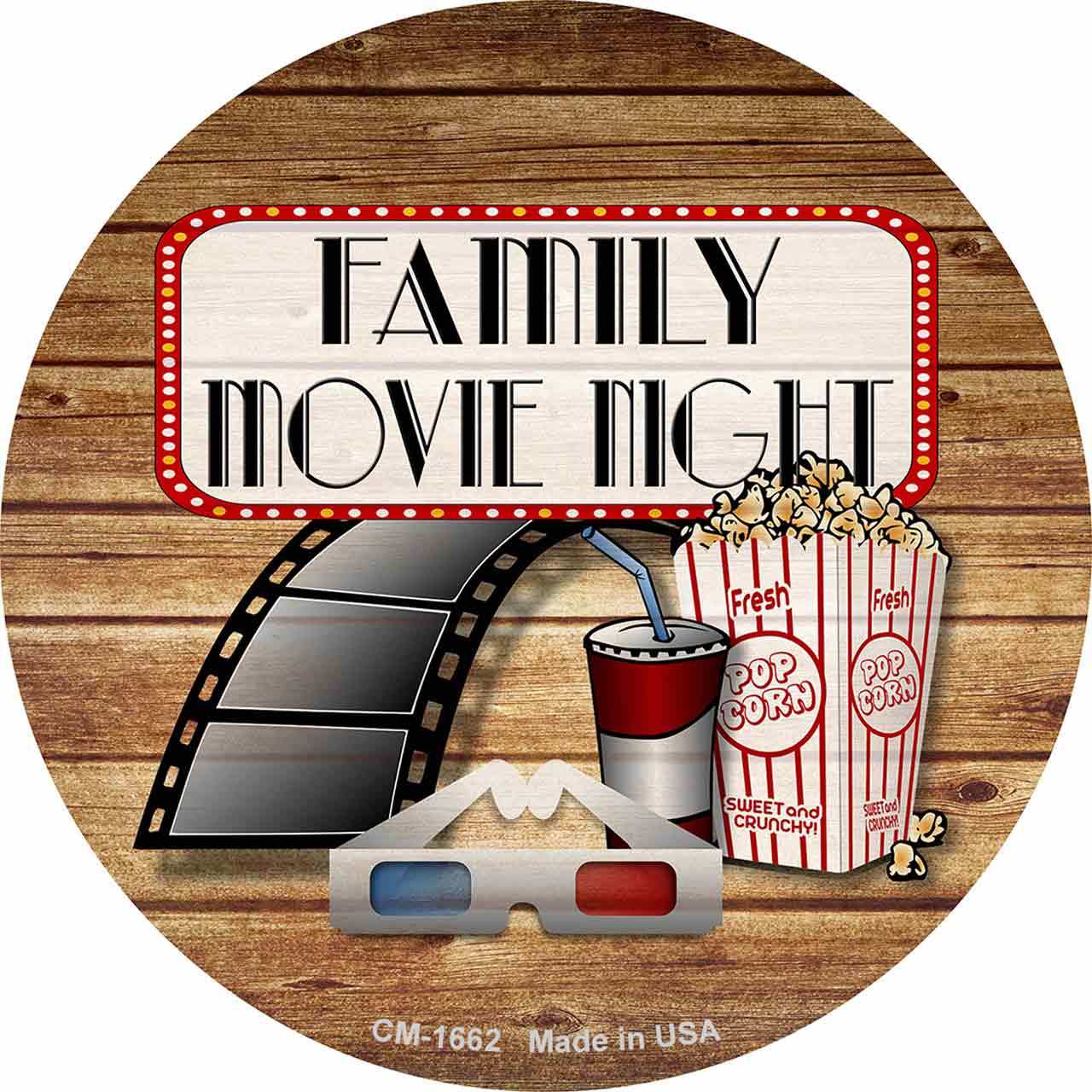 Family Movie Night Novelty Circle Coaster Set of 4 - $19.95