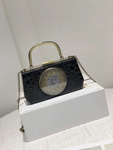 Vintage Clock Design Party Clutch Bag Fun Evening Bag for Women Stone Pattern Pu - £59.37 GBP