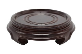 Chinese Round Wooden Stand Base Dark Brown Reddish 2&quot; to 8&quot; - £7.52 GBP+
