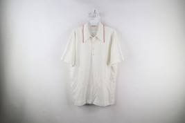 Vintage 70s Izod Mens XL Blank Knit Short Sleeve Collared Polo Shirt White USA - £50.27 GBP