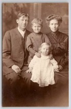 RPPC Edwardian Family Portrait Mother Beautiful Dress Real Photo Postcard G34 - £7.69 GBP