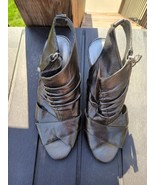 Guess Heels Womens 7M  Metallic  Silver Faux Leather. Stiletto. Peep Toe... - £12.16 GBP