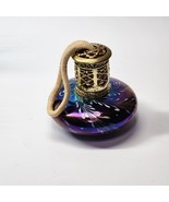 Gorgeous 4.5”  Iridescent Amethyst Purple Art Glass Oil Lamp Fragrance D... - $15.98