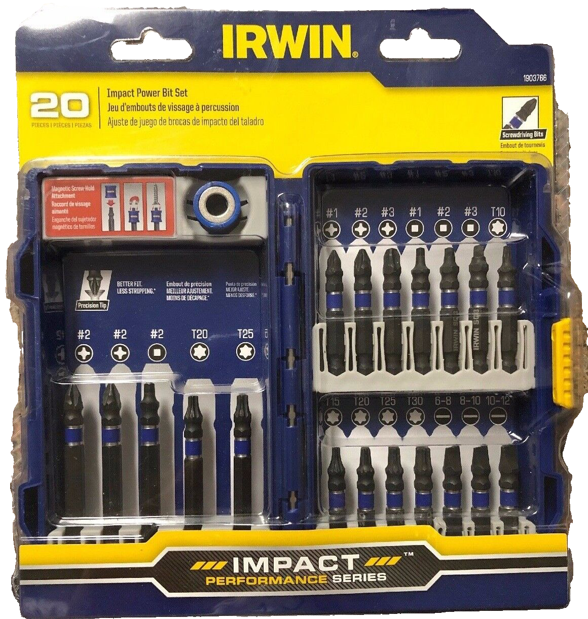 IMPACT Bit Set Performance Bits IRWIN Tools New 20 pieces w/Storage Case - $21.77