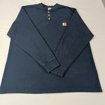 Carhartt K128 NVY Men&#39;s Blue Cotton Long Sleeve Henley T-Shirt Size Large - €17,53 EUR