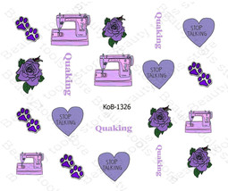 Nail Art Water Transfer Stickers quaking heart paws rose sewing machine ... - $2.99