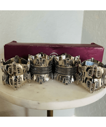 Wallace Silversmiths Nickel Black Diamonds Crystal Napkin Rings, Vintage... - $189.00