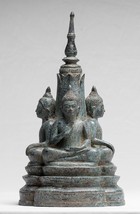 Ancien Khmer Style Sud-Est Asie Bronze Quatre Voie Statue de Bouddha - 4... - $1,470.63