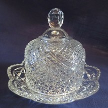Vintage Avon Pressed Glass Butter or Cheese Dish &amp; Dome Lid Made by Fostoria - £10.16 GBP
