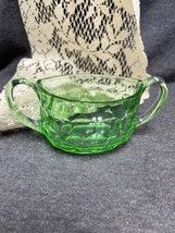 Vintage Vaseline Glass Sugar Bowl Double Handled Collectible Excellent - £14.21 GBP