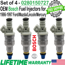 OEM 4 Pack Bosch Fuel Injectors For 1993 Ford E-350 Econoline Club Wagon 4.9L I6 - £67.50 GBP