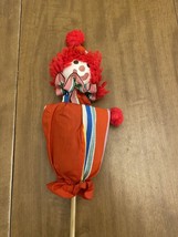 Vtg 60s 70s Peek A Boo Pop Up Clown On Wooden Stick Puppet Kids Toy - £14.14 GBP