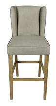 30" Gray And Brown Solid Wood Bar Height Bar Chair - $11,647.22 MXN