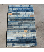 Denim Waist Pant Strip Rug Patchwork Blue Craftwork 20&quot; x 33&quot; Rectangle - £27.93 GBP