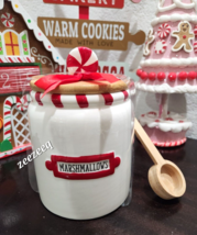 Christmas Peppermint Hot Marchmallows Ceramic Canister Cellar &amp; Spoon NEW - $36.62