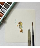 Original Hand painted Miniature watercolor painting of a Seahorse - $35.64