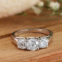 2.70Ct Round Cut Three Simulated Diamond Engagement Ring 14k White Gold Size 6.5 - £199.17 GBP