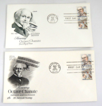 Octave Chanute Aviation Pioneer FDC Cachet 21¢ Airmail Stamps 1979 Lot of 2 - €1,16 EUR