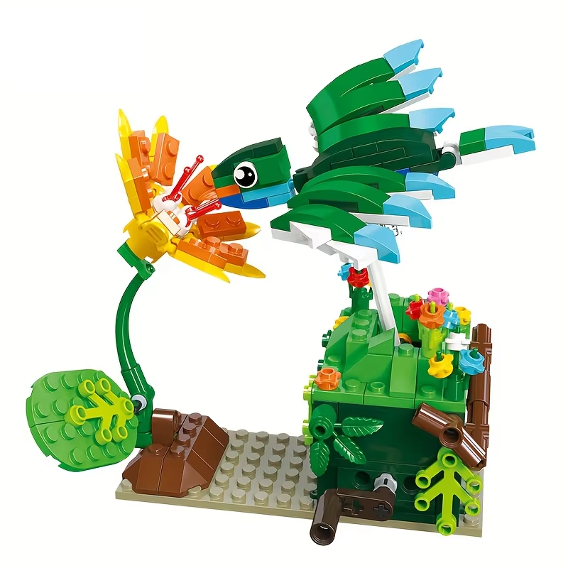 Hummiingbird Flower Building Blocks Animal Plant Creative Assembly Brick... - $17.99