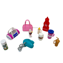 Barbie and Fashion Doll Accessories Purse Cups Mixer Cheer Bag Bottles L... - £6.67 GBP