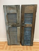 Vintage Wood Shutters Pair wooden set window cover decor country shabby ... - $1,330.29 MXN