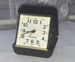 Westclox Travel Alarm Clock Winding Wind-Up Folding Pocket Plastic Case Works - £8.93 GBP