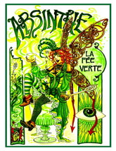 Absinthe La Fee Verte 13 x 10 inch Liquor Aperitif Advert Giclee Canvas ... - £15.69 GBP