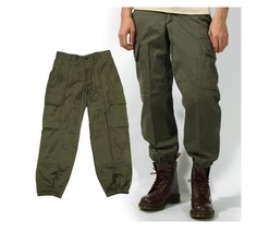 Vintage 1980s Unissued French army khaki trousers military olive cargo c... - £13.29 GBP