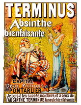 Absinthe Terminus 13 x 10 inch Liquor Aperitif Advertising Giclee Canvas... - £15.88 GBP