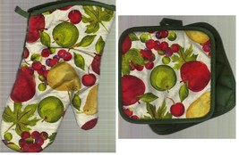 Kitchen Set Pot Holders Oven Mitt Fruit - £5.49 GBP