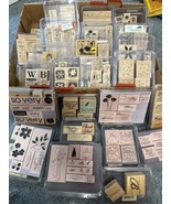 LARGE LOT WOODEN BLOCK RUBBER STAMPS SCRAPBOOKING STAMP&#39;N UP - $126.65 CAD