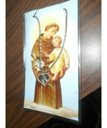ST ANTHONY CARD WITH MEDALLION ON 18K GF LINKED CHAIN IN ORIGINAL VINYL ... - £8.00 GBP
