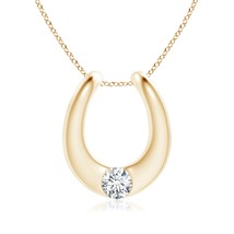 ANGARA Lab-Grown 0.3 Ct Gypsy-Set Diamond Horseshoe Pendant Necklace in 14K Gold - £674.87 GBP
