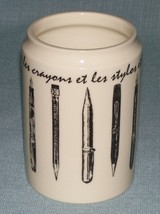 California Pantry CLASSIC CERAMIC Pen / Pencil Holder -White /Black Fren... - $7.95