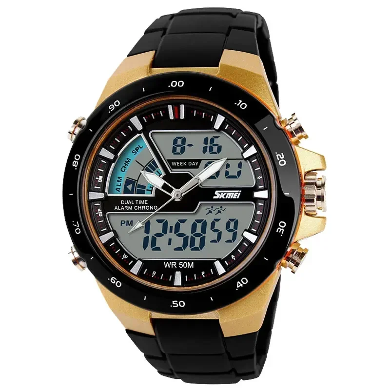 1016 Men Fashion Casual Alarm Clock Waterproof Military Chrono Dual Disp... - £17.81 GBP