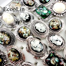 10Pcs Nature Cameo Shell Rings for Women Fashion Wholesale Jewelry Ring Lots Adj - £14.22 GBP
