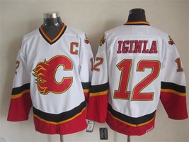 Flames #12 Jarome Iginla Jersey Old Style Uniform White - £39.04 GBP