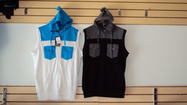 White Aqua  sleeveless hoodie vest sweater Sleeveless Casual Vest jacket... - $30.00