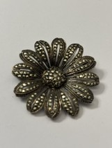 Vintage Sterling Silver Marcasite Daisy Brooch - £28.59 GBP