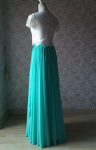 Blue Green Maxi Chiffon Skirt Outfit Women Custom Plus Size Chiffon Maxi Skirt image 7