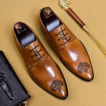 Italian Genuine Leather Formal Dress Handmade Man Derby Shoes Pointed To... - $149.99