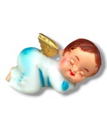 Vintage Sleeping Angel Blue Boy Plastic Wilton Cake Topper Reusable Figu... - $6.99