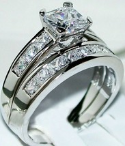 Brautring-Set 3,75 kt Princess-Schliff simulierter Diamant 14 Karat... - £255.90 GBP