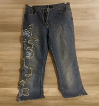 Vtg Y2K INC International Concepts Denim Floral Embellished Jeans Sz 10 ... - $34.64