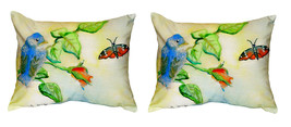 Pair of Betsy Drake Blue Bird No Cord Pillows 15 Inch X 22 Inch - £63.15 GBP