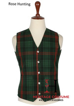Ross Hunting Modern Tartan Vest For Men&#39;s Scottish Kilt Waistcoat 5 Button Vest  - £30.63 GBP