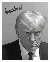 Donald Trump Mugshot Digitally Enhanced Facsimilie Autograph B&amp;W 8X10 Photo - £6.67 GBP