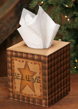 Tissue Box Cover Paper Mache&#39;  3TB012-Believe Squared Tissue Box    - £6.34 GBP